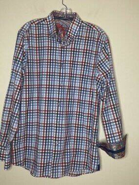 Luchiano Visconti Men’s Long Sleeve Woven Button Down Shirt Plaid Size M